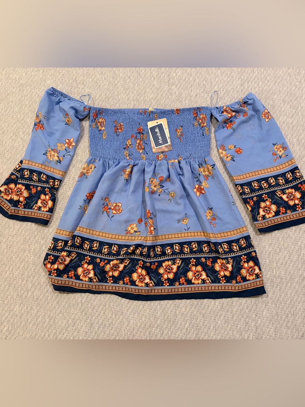 Marshalls Light Blue Floral Off-Shoulder Blouse